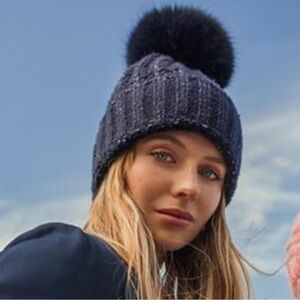 Kyi Kyi Chunky Navy Blue Faux Fur Beanie